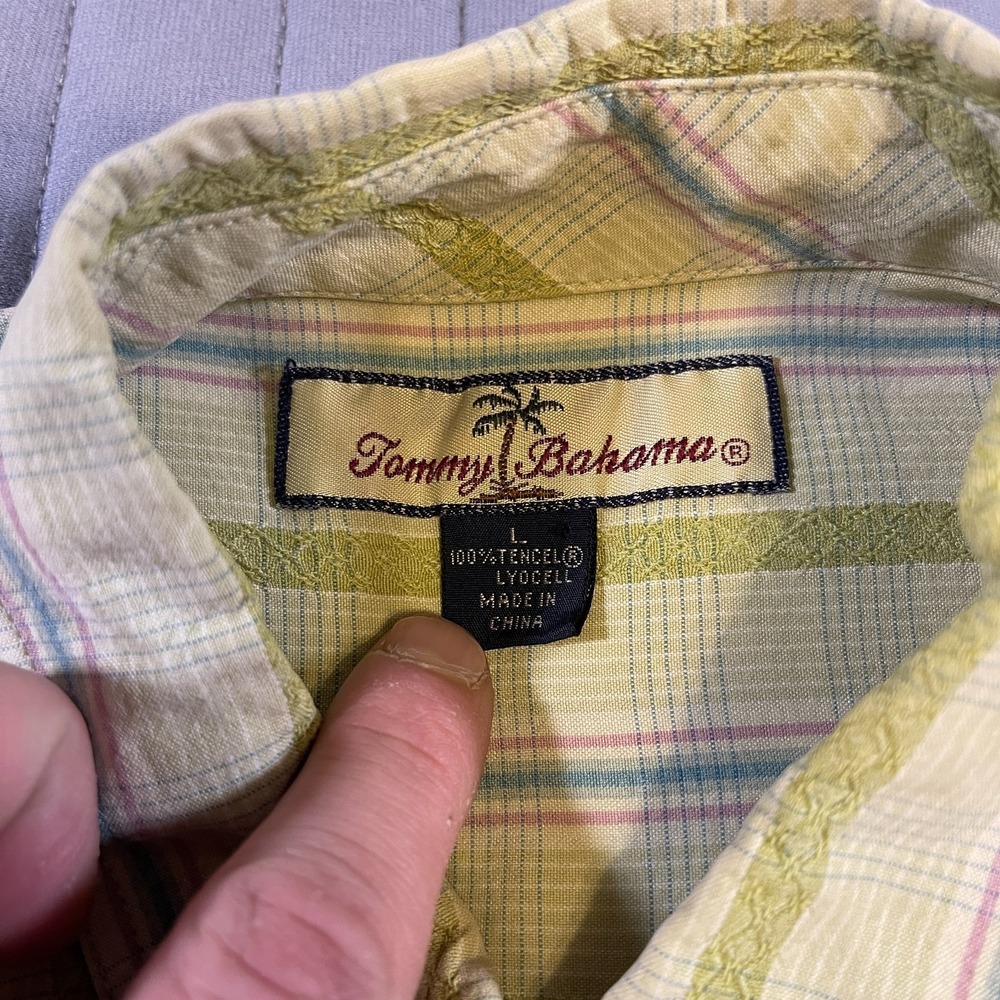 Tommy Bahama Shirt Mens Large Stripe Tencel Lyocell Long Sleeve Casual Button - Picture 2 of 9
